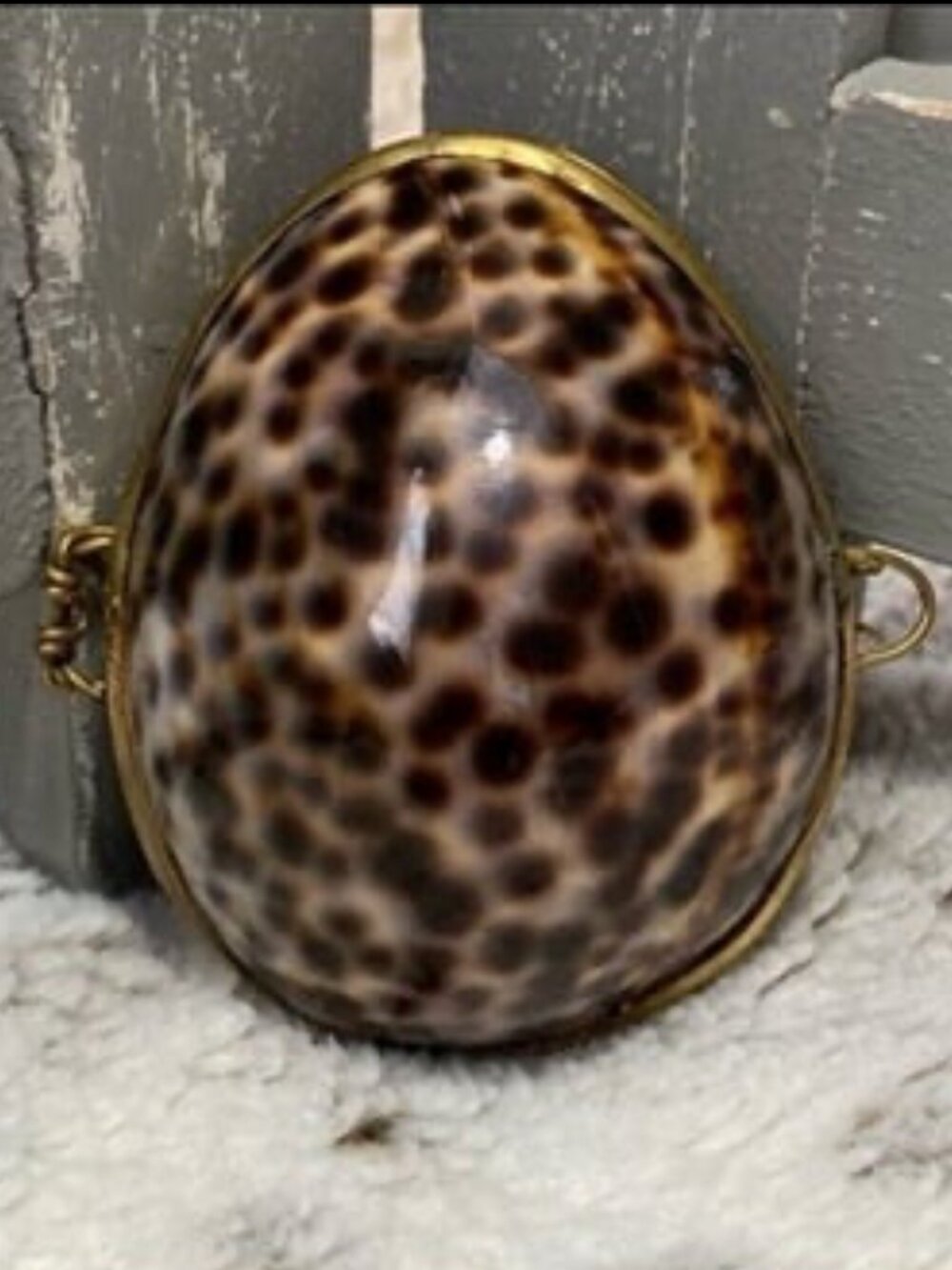 Brown tiger cowrie shell trinket box handmade keepsake mermaid island girl beach